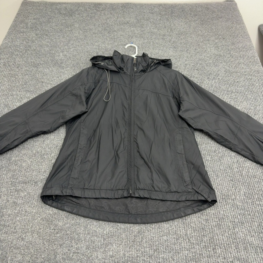 Columbia Jacket Womens M Black Nylon Hooded Lightweight Windbreaker Gorpcore